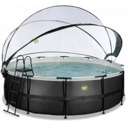 EXIT TOYS Piscine EXIT Black Leather ø450x122cm Avec Pompe Filtrante à Sable Et Dôme Et Kit D'accessoires - Noir - Noir -Piscine Soldes Boutique 52937193 3