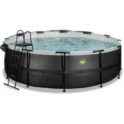 EXIT TOYS Piscine EXIT Black Leather ø450x122cm Avec Pompe Filtrante à Sable Et Dôme Et Kit D'accessoires - Noir - Noir -Piscine Soldes Boutique 52937193 4