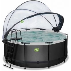 EXIT TOYS Piscine EXIT Black Leather ø360x122cm Avec Pompe Filtrante à Sable Et Dôme Et Kit D'accessoires - Noir - Noir -Piscine Soldes Boutique 52937198 3