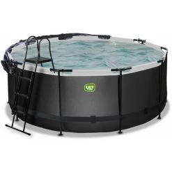 EXIT TOYS Piscine EXIT Black Leather ø360x122cm Avec Pompe Filtrante à Sable Et Dôme Et Kit D'accessoires - Noir - Noir -Piscine Soldes Boutique 52937198 4