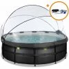 EXIT TOYS Piscine EXIT Black Leather ø427x122cm Avec Pompe Filtrante à Sable Et Dôme Et Kit D'accessoires - Noir - Noir