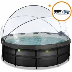 EXIT TOYS Piscine EXIT Black Leather ø427x122cm Avec Pompe Filtrante à Sable Et Dôme Et Kit D'accessoires - Noir - Noir -Piscine Soldes Boutique 52937199 2