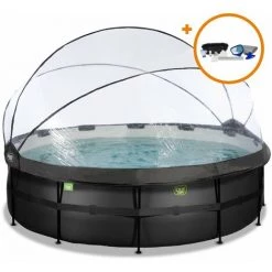EXIT TOYS Piscine EXIT Black Leather ø488x122cm Avec Pompe Filtrante à Sable Et Dôme Et Kit D'accessoires - Noir - Noir -Piscine Soldes Boutique 52937205 2