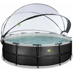 EXIT TOYS Piscine EXIT Black Leather ø488x122cm Avec Pompe Filtrante à Sable Et Dôme Et Kit D'accessoires - Noir - Noir -Piscine Soldes Boutique 52937205 3