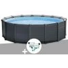 Kit Piscine Tubulaire Intex Graphite Ronde 4,78 X 1,24 M + Kit Traitement Au Chlore - Gris
