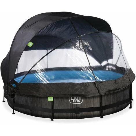 EXIT TOYS Piscine EXIT Black Wood ø360x76cm Avec Pompe Filtrante Et Dôme Et Voile D'ombrage - Noir - Noir 3 EXIT TOYS Piscine EXIT Black Wood ø360x76cm Avec Pompe Filtrante Et Dôme Et Voile D'ombrage - Noir - Noir