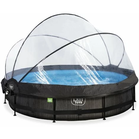 EXIT TOYS Piscine EXIT Black Wood ø360x76cm Avec Pompe Filtrante Et Dôme Et Voile D'ombrage - Noir - Noir 6 EXIT TOYS Piscine EXIT Black Wood ø360x76cm Avec Pompe Filtrante Et Dôme Et Voile D'ombrage - Noir - Noir – Image 4