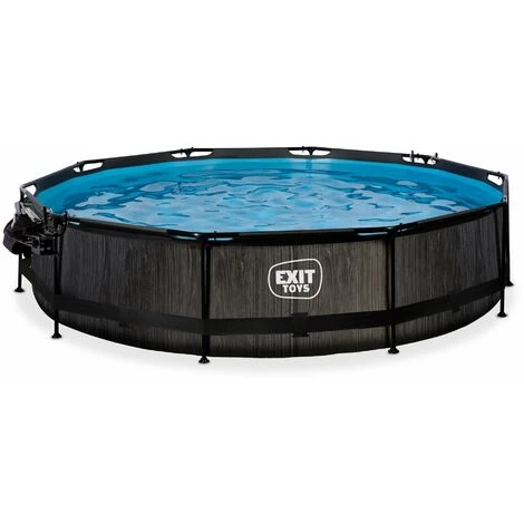 EXIT TOYS Piscine EXIT Black Wood ø360x76cm Avec Pompe Filtrante Et Dôme Et Voile D'ombrage - Noir - Noir 7 EXIT TOYS Piscine EXIT Black Wood ø360x76cm Avec Pompe Filtrante Et Dôme Et Voile D'ombrage - Noir - Noir – Image 5
