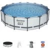 Piscine Hors-sol Tubulaire Bestway Steel Pro Max 457x107 Cm Épurateur à Cartouche De 3 028 L/H Bâche Et Échelle