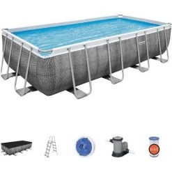 Piscine Hors-sol Tubulaire Bestway Power Steel Ratán 549x274x122 Cm Épurateur à Cartouche De 5 678 L/H Bâche Et Échelle