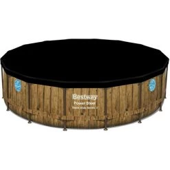 Piscine Hors Sol Tubulaire Bestway Power Steel Design Pierre Ø488x122 Cm Épurateur à Cartouche De 5.678 L/h Bâche, Échelle -Piscine Soldes Boutique 53282191 3