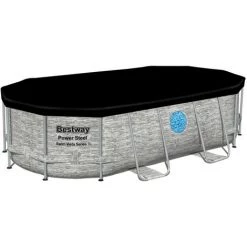 Piscine Hors Sol Tubulaire Bestway Power Steel Design Pierre 427x250x100 Cm Épurateur à Cartouche De 2.006 L/h Bâche, Échelle -Piscine Soldes Boutique 53282198 3