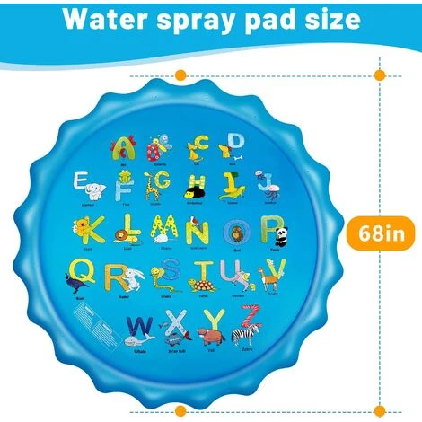 LIFCAUSAL Splash Pad Gonflable Arroseur Tapis De Jeu Pour Enfants à L'extérieur Des Jouets, 68" Saupoudrer Et Splash Tapis De Jeu Kiddie Bébé Tout-Petits Natation Pataugeoire Pour L'apprentissage De L'Eau Jouets Cadeaux Pour Les 3-12 Ans 4 LIFCAUSAL Splash Pad Gonflable Arroseur Tapis De Jeu Pour Enfants à L'extérieur Des Jouets, 68" Saupoudrer Et Splash Tapis De Jeu Kiddie Bébé Tout-Petits Natation Pataugeoire Pour L'apprentissage De L'Eau Jouets Cadeaux Pour Les 3-12 Ans – Image 2