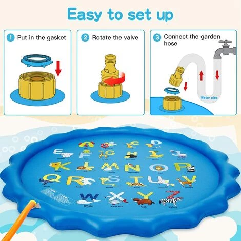 LIFCAUSAL Splash Pad Gonflable Arroseur Tapis De Jeu Pour Enfants à L'extérieur Des Jouets, 68" Saupoudrer Et Splash Tapis De Jeu Kiddie Bébé Tout-Petits Natation Pataugeoire Pour L'apprentissage De L'Eau Jouets Cadeaux Pour Les 3-12 Ans 5 LIFCAUSAL Splash Pad Gonflable Arroseur Tapis De Jeu Pour Enfants à L'extérieur Des Jouets, 68" Saupoudrer Et Splash Tapis De Jeu Kiddie Bébé Tout-Petits Natation Pataugeoire Pour L'apprentissage De L'Eau Jouets Cadeaux Pour Les 3-12 Ans – Image 3