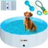 LOVPET® Piscine Pliable Pour Chiens Piscine Pour Grands Et Petits Chiens, Jouets Pour Chiens Inclus Piscine Pliable Pour Chiens Pataugeoire Pour Enfants Et Chiens, Baignoire Pour Chiens Baignoire Pour Chiens, (L) 120 Cm Ø (de), Gris Clair / Bleu Clair -Piscine Soldes Boutique 53288511 1