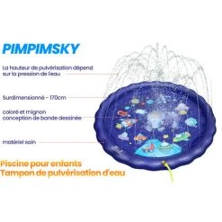 MERKMAK Tampon De Pulverisation D'Eau Gonflable En Pvc 170Cm Tampon De Pulverisation D'Eau De Piscine Pour Enfants Adapte A 4-6 Personnes, Jouets Aquatiques D'Ete Pour Enfants -Piscine Soldes Boutique 53455986 4