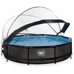 EXIT TOYS Piscine EXIT Black Wood ø360x76cm Avec Pompe Filtrante Et Dôme - Noir - Noir -Piscine Soldes Boutique 53467608 3