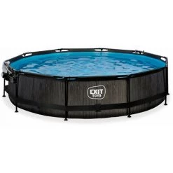 EXIT TOYS Piscine EXIT Black Wood ø360x76cm Avec Pompe Filtrante Et Dôme - Noir - Noir -Piscine Soldes Boutique 53467608 4