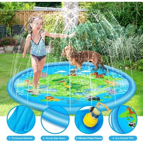 SUPERMARKET Tapis Enfant De Jet D'eau, Tapis De Piscine à Jet D'eau De 170 Cm Avec Motif De Dinosaure, Jeux Et Jouets D'extérieur Gonflables En PVC Durable, Tapis De Jeu Splash Water Splash,Superma 6 SUPERMARKET Tapis Enfant De Jet D'eau, Tapis De Piscine à Jet D'eau De 170 Cm Avec Motif De Dinosaure, Jeux Et Jouets D'extérieur Gonflables En PVC Durable, Tapis De Jeu Splash Water Splash,Superma – Image 4
