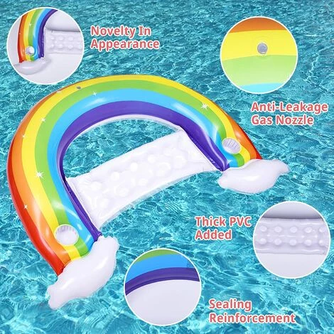 SUPERMARKET Flottantes Hamac Arc-en-Ciel, Flotteur Gonflable Avec Porte-gobelets, Hamac Gonflable Piscine Hamacs D'eau, Lit Flottant Gonflable Flotteur Bouée Piscine Pour Piscine Plage Enfant Adulte,Superma,1 Pièce 5 SUPERMARKET Flottantes Hamac Arc-en-Ciel, Flotteur Gonflable Avec Porte-gobelets, Hamac Gonflable Piscine Hamacs D'eau, Lit Flottant Gonflable Flotteur Bouée Piscine Pour Piscine Plage Enfant Adulte,Superma,1 Pièce – Image 3