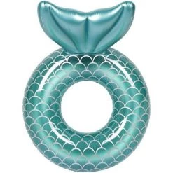 SUPERMARKET Bouée Gonflable Sirène Pour Piscine Gonflable - Décoration Estivale Pour La Plage Et L'eau - Jouets Pour Enfants,90cm,Superma,1 Pièce,vert