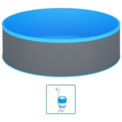 Hommoo Piscine Avec Ecumoire Suspendue Et Pompe 350x90 Cm Gris