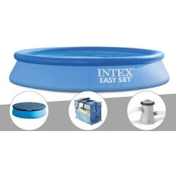 Kit Piscine Autoportée Intex Easy Set 3,05 X 0,61 M + Bâche De Protection + Bâche à Bulles + Épurateur à Cartouche