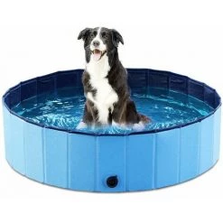 Betterlife Piscine Pour Chien Petite Bassine Bain Piscine Animaux Pour Enfants Chiens De Taille Moyenne Et Petite - Pliable Portable, (30 X 10 Cm Bleu)