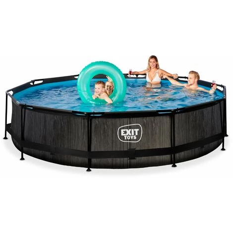 EXIT TOYS Piscine EXIT Black Wood ø360x76cm Avec Pompe Filtrante - Noir - Noir 6 EXIT TOYS Piscine EXIT Black Wood ø360x76cm Avec Pompe Filtrante - Noir - Noir – Image 4