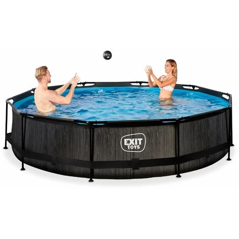 EXIT TOYS Piscine EXIT Black Wood ø360x76cm Avec Pompe Filtrante - Noir - Noir 7 EXIT TOYS Piscine EXIT Black Wood ø360x76cm Avec Pompe Filtrante - Noir - Noir – Image 5