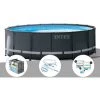 Kit Piscine Tubulaire Intex Ultra XTR Frame Ronde 4,27 X 1,22 M + Bâche à Bulles + Kit D'entretien + Kit De Traitement Au Chlore - Gris