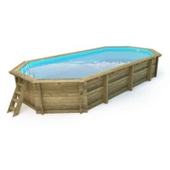 HABITAT ET JARDIN Piscine Bois " Palma " - 7.57 X 4.07 X 1.31 M + Bâche à Bulles 180 µ + Bâche Hiver 280 Gr/m² -Piscine Soldes Boutique 54717006 2