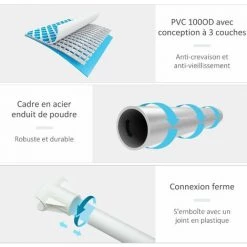 Outsunny Piscine Tubulaire Hors Sol Rectangulaire Avec Filtre Dim. 340L X 215l X 80H Cm Acier PVC Gris Clair - Gris -Piscine Soldes Boutique 54817240 5