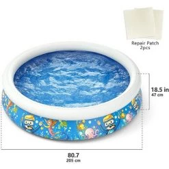 LIFCAUSAL Piscine Gonflable Pour Enfants Pour Tout-petits Piscine Durable Famille Piscine Hors Sol Été Extérieur Piscines Rondes Pour Enfants Adultes Jardin Arrière-cour (80,7 W X 18,5 H) -Piscine Soldes Boutique 55031423 2