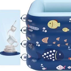 BATHRINS Piscine Pliable ,Piscine Gonflable Pataugeoire,Piscine Gonflable D'été, 4 Couches,75 * 90 *120cm ,Bleu -Piscine Soldes Boutique 55254102 4