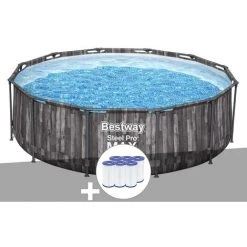Kit Piscine Tubulaire Ronde Bestway Steel Pro Max Décor Bois 3,66 X 1,00 M + 6 Cartouches De Filtration