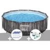 Kit Piscine Tubulaire Ronde Bestway Steel Pro Max Décor Bois 3,66 X 1,00 M + 6 Cartouches De Filtration + Kit De Traitement Au Chlore