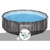 Kit Piscine Tubulaire Ronde Bestway Steel Pro Max Décor Bois 3,66 X 1,00 M + Kit De Traitement Au Chlore