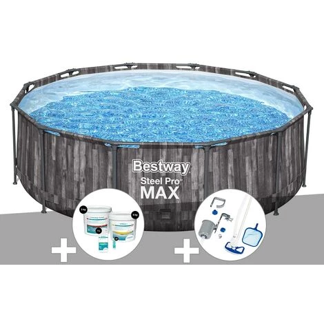 Kit Piscine Tubulaire Ronde Bestway Steel Pro Max Décor Bois 3,66 X 1,00 M + Kit De Traitement Au Chlore + Kit D'entretien Deluxe 3 Kit Piscine Tubulaire Ronde Bestway Steel Pro Max Décor Bois 3,66 X 1,00 M + Kit De Traitement Au Chlore + Kit D'entretien Deluxe