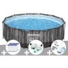 Kit Piscine Tubulaire Ronde Bestway Steel Pro Max Décor Bois 3,66 X 1,00 M + 6 Cartouches De Filtration + Kit De Traitement Au Chlore + Kit D'entretien Deluxe