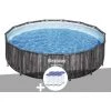 Kit Piscine Tubulaire Ronde Bestway Steel Pro Max Décor Bois, 4,27 X 1,07 M + 6 Cartouches De Filtration