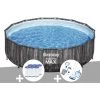 Kit Piscine Tubulaire Ronde Bestway Steel Pro Max Décor Bois, 4,27 X 1,07 M + 6 Cartouches De Filtration + Kit D'entretien Deluxe