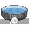 Kit Piscine Tubulaire Ronde Bestway Steel Pro Max Décor Bois, 4,27 X 1,07 M + Kit De Traitement Au Chlore