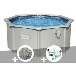Kit Piscine Acier Ronde Bestway Hydrium 3,00 X 1,20 Cm + 10 Kg De Zéolite + Kit De Traitement Au Chlore