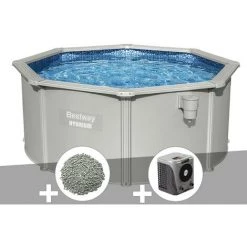 Kit Piscine Acier Ronde Bestway Hydrium 3,00 X 1,20 Cm + 10 Kg De Zéolite + Pompe à Chaleur