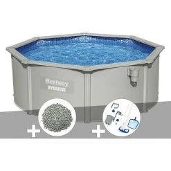 Kit Piscine Acier Ronde Bestway Hydrium 3,60 X 1,20 Cm + 10 Kg De Zéolite + Kit D'entretien Deluxe