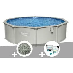 Kit Piscine Acier Ronde Bestway Hydrium 4,60 X 1,20 Cm + 10 Kg De Zéolite + Kit De Traitement Au Chlore