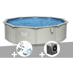 Kit Piscine Acier Ronde Bestway Hydrium 4,60 X 1,20 Cm + Kit D'entretien Deluxe + Pompe à Chaleur