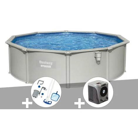 Kit Piscine Acier Ronde Bestway Hydrium 4,60 X 1,20 Cm + Kit D'entretien Deluxe + Pompe à Chaleur 3 Kit Piscine Acier Ronde Bestway Hydrium 4,60 X 1,20 Cm + Kit D'entretien Deluxe + Pompe à Chaleur
