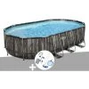 Kit Piscine Tubulaire Ovale Bestway Power Steel Décor Bois 6,10 X 3,66 X 1,22 M + Kit D'entretien Deluxe -Piscine Soldes Boutique 55406502 1